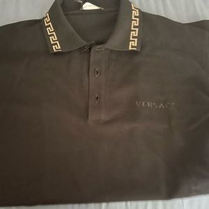 100% Authentic Versace Polo Shirt for men size large NWT Black